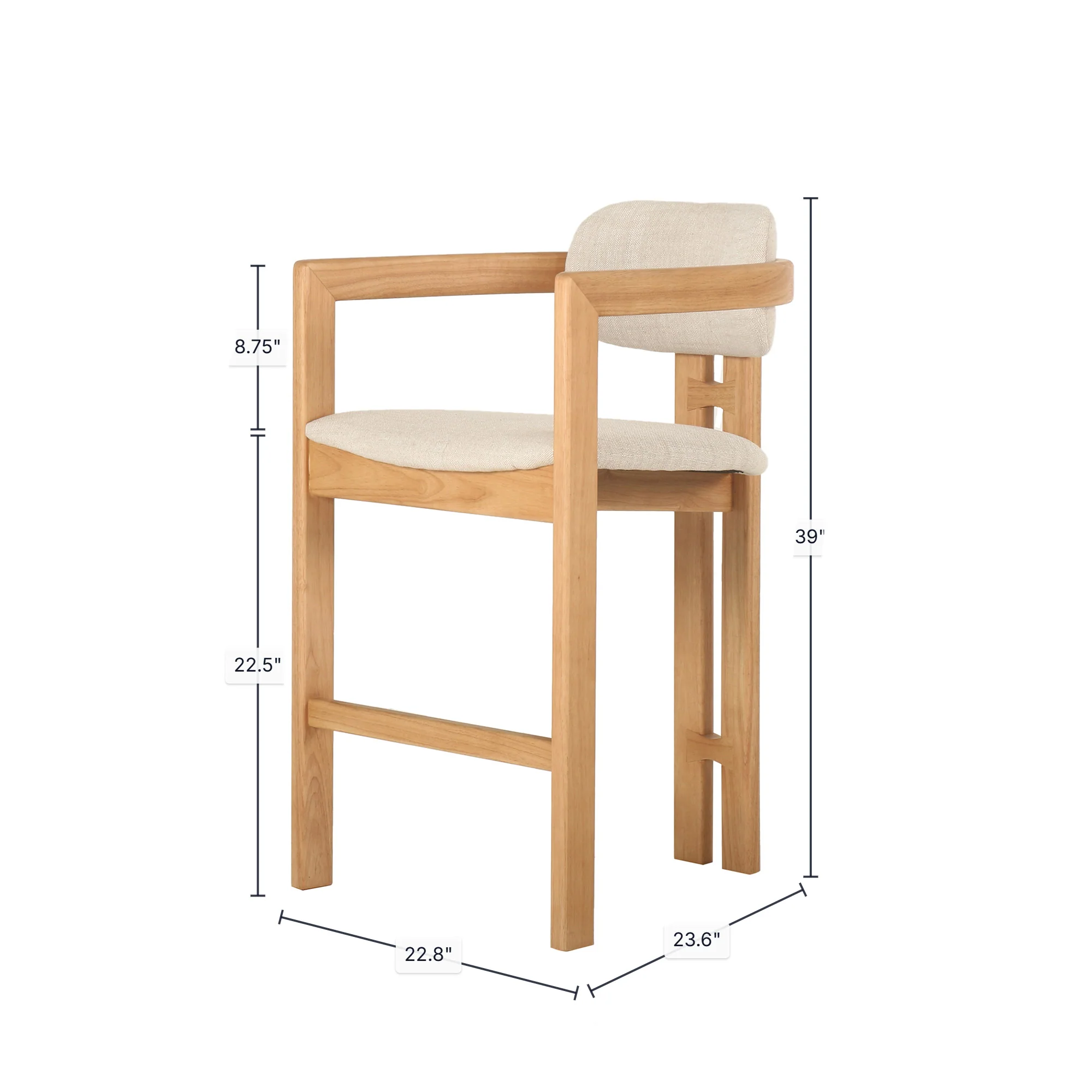 Monterrey Counter Stool - Cream Tweed - Image 3