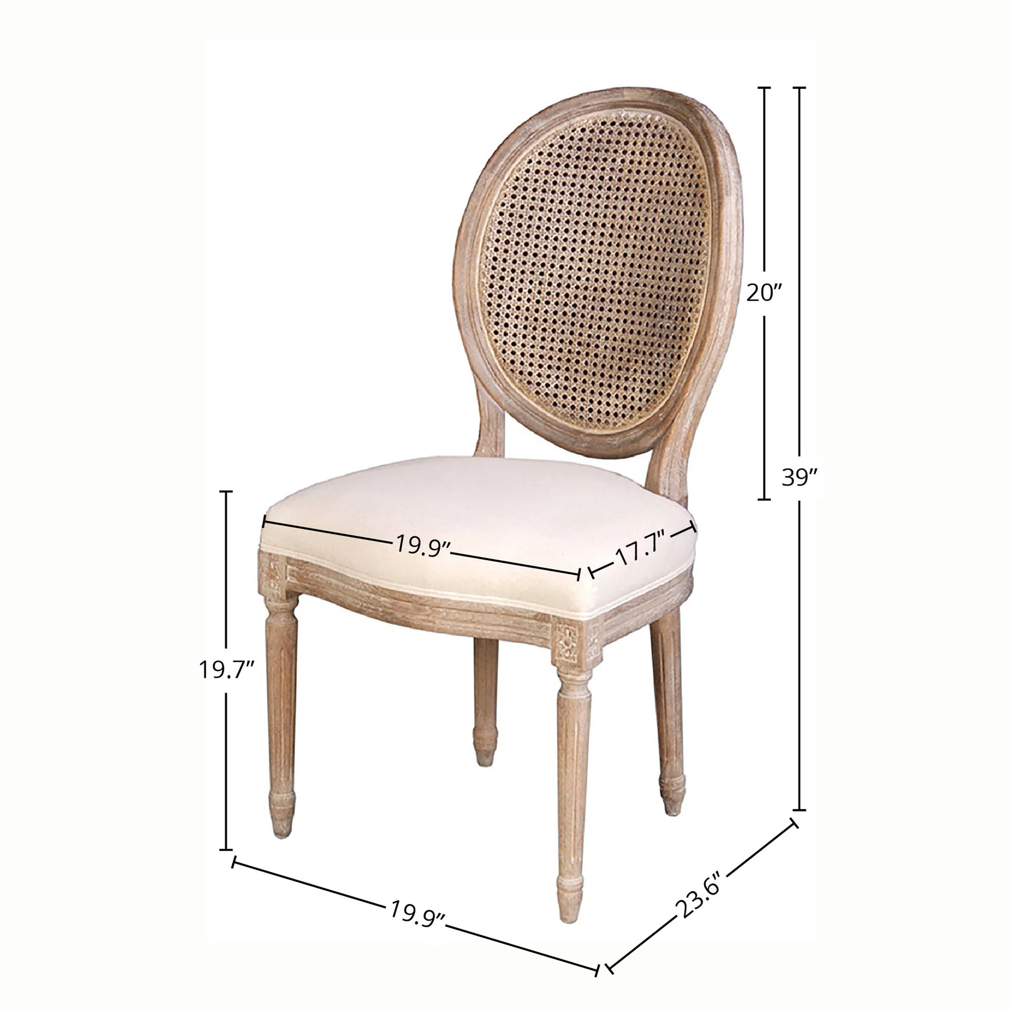Napoleon Dining Chair w/ Cane Back - Antique Linen - Image 3