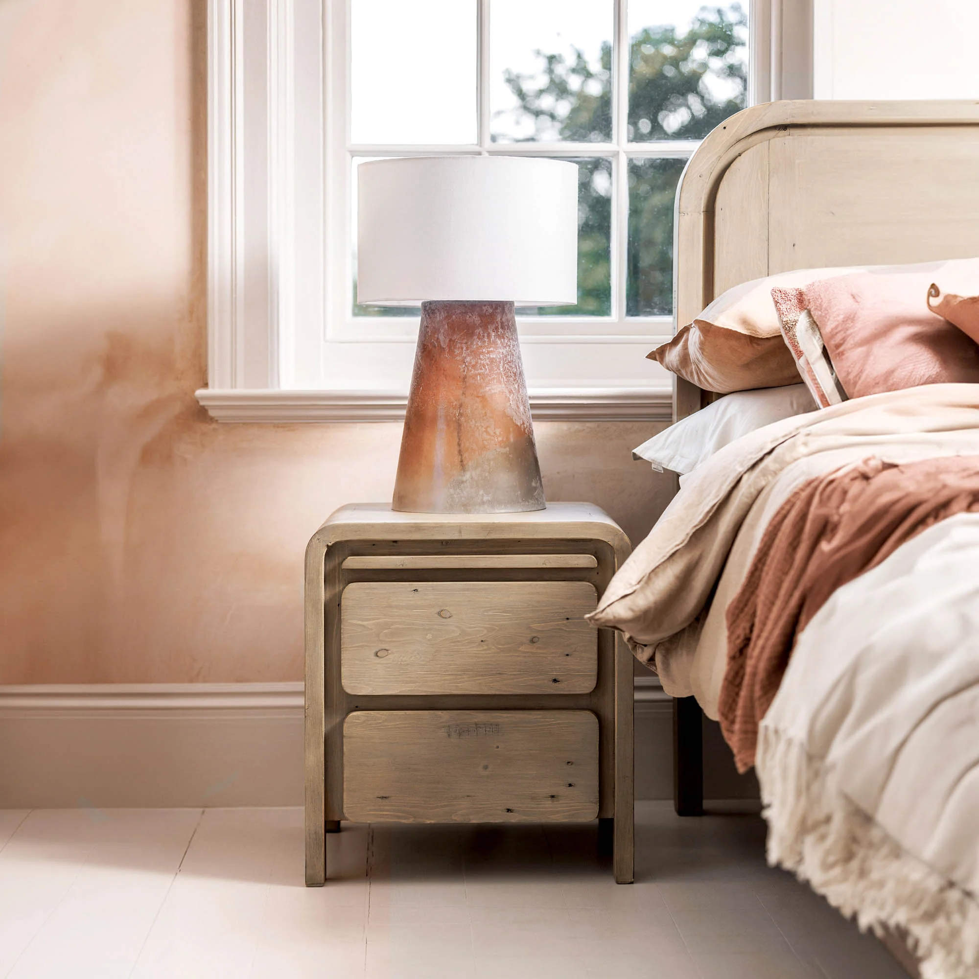 Opera 2 Drawer Nightstand - Scrubbed Teak - Image 2