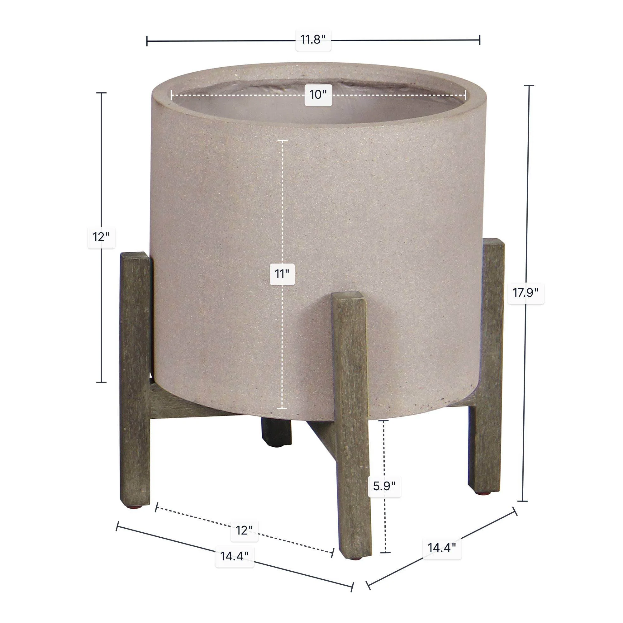 Patio Round Standing Pot Small - Brown Stone - Image 3