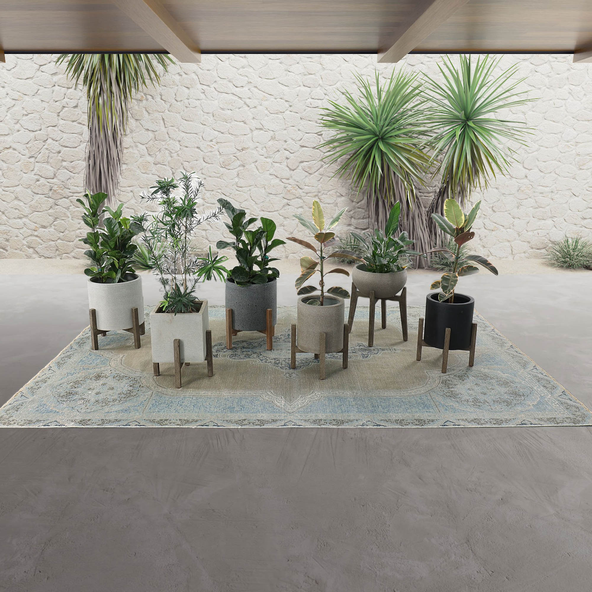 Patio Round Standing Pot Small - Brown Stone - Image 6