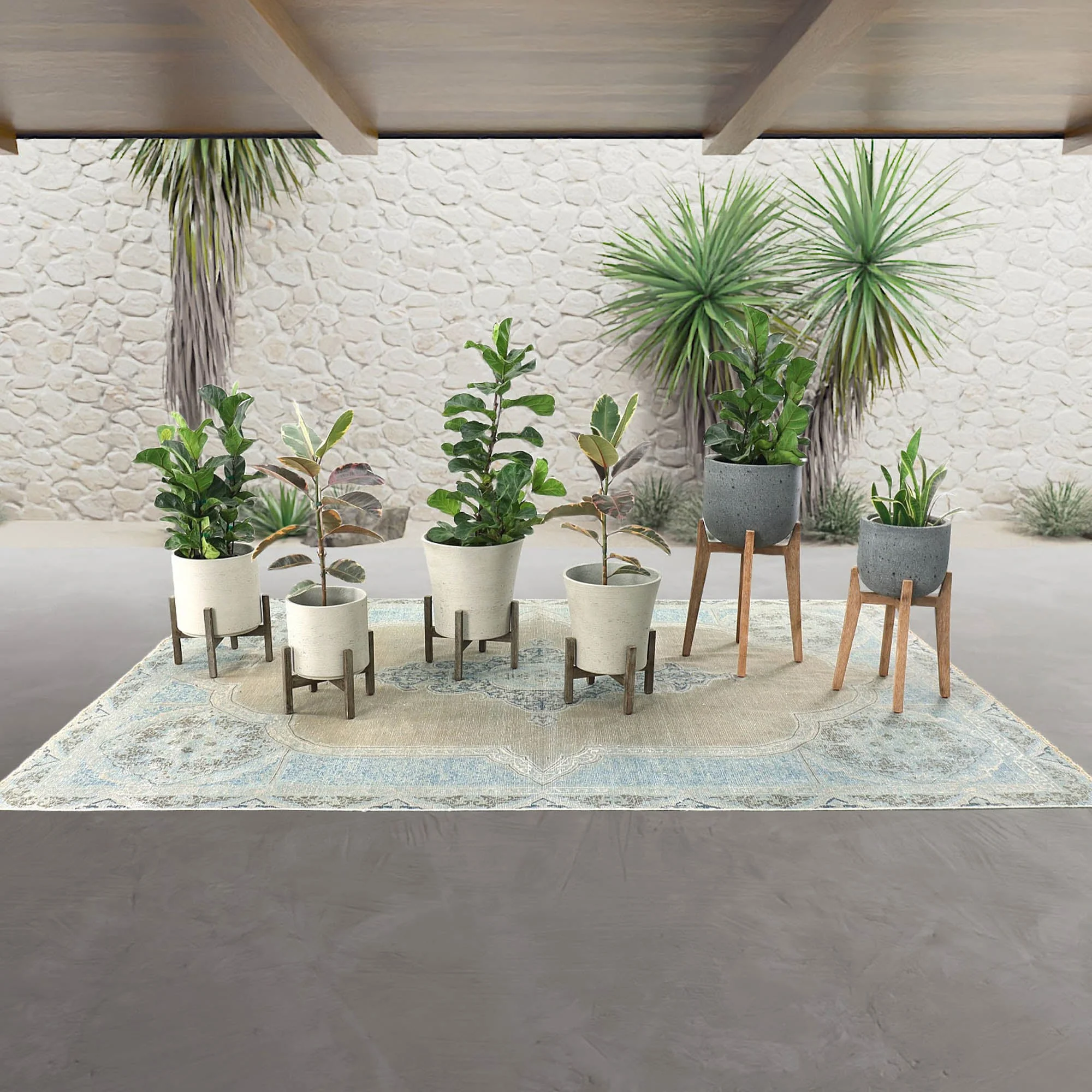 Patio Large Round Standing Pot - Grey Stone - Image 5