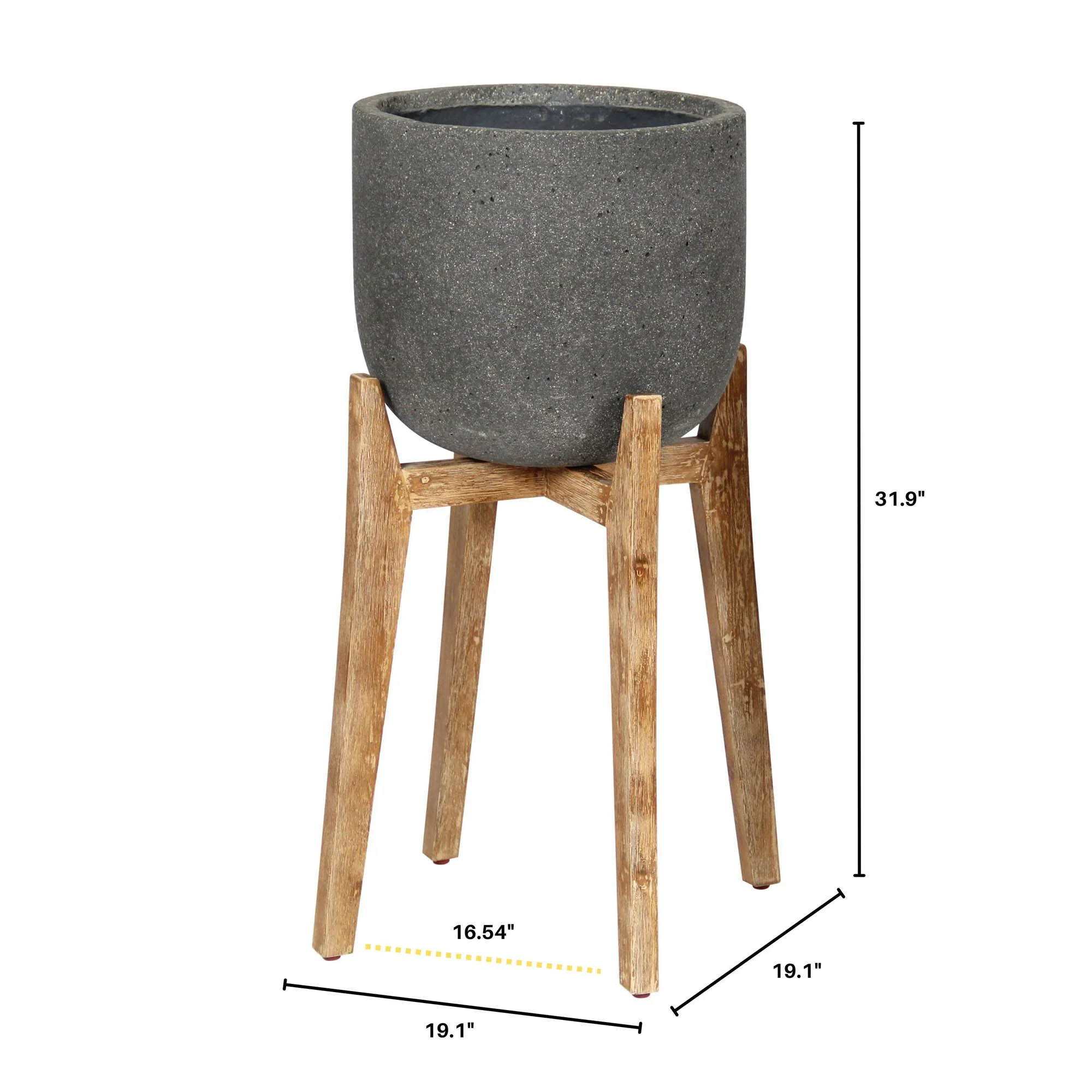 Patio Large Round Standing Pot - Grey Stone - Image 6