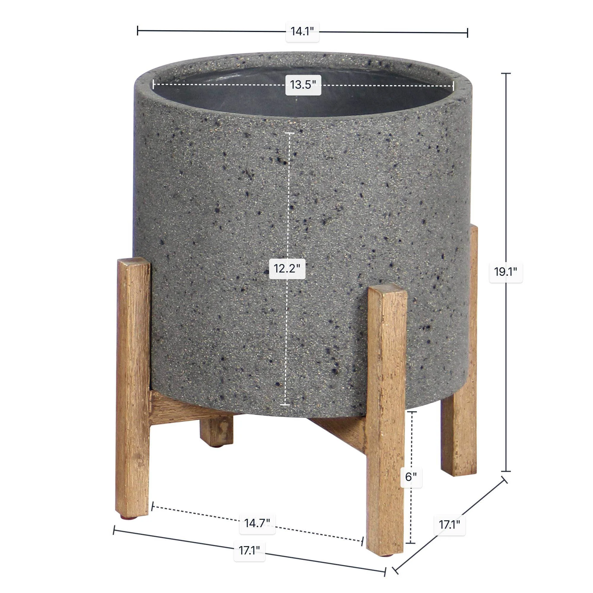 Patio Round Standing Pot - Grey Stone - Image 3