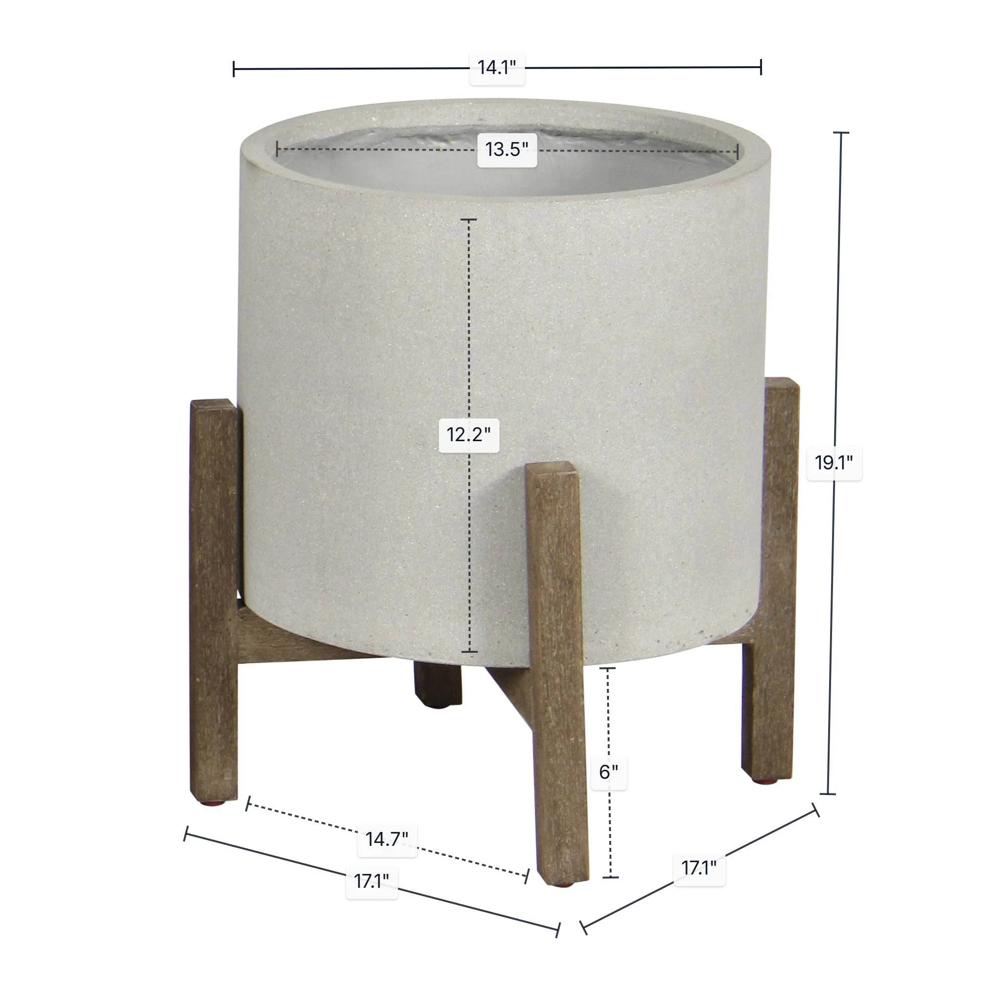 Patio Round Standing Pot - Natural Stone - Image 3