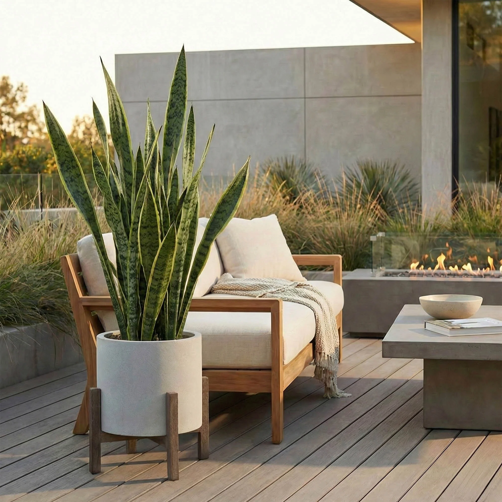 Patio Round Standing Pot - Natural Stone - Image 4