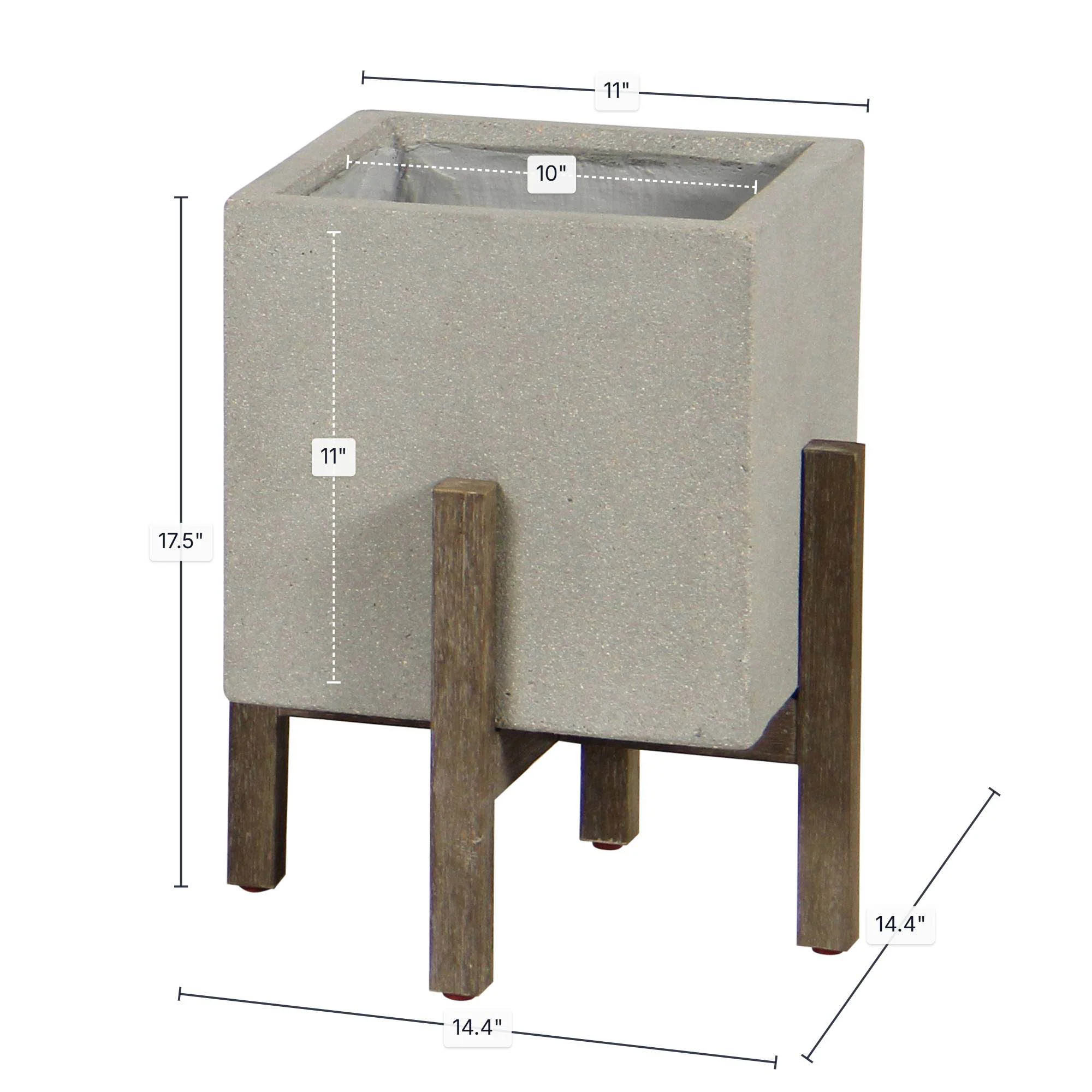 Patio Square Standing Pot - Natural Stone - Image 3
