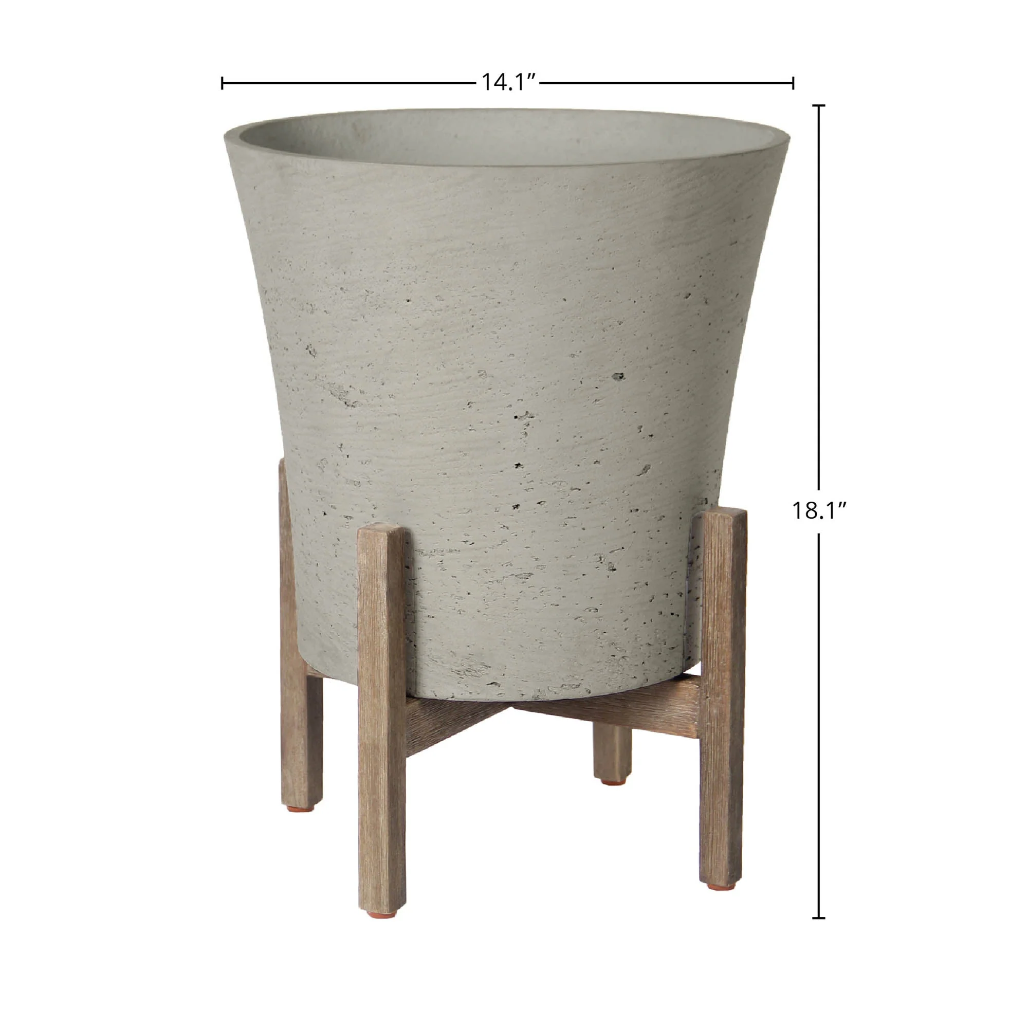Patio Tapered Medium Standing Pot - Cement Grey - Image 3