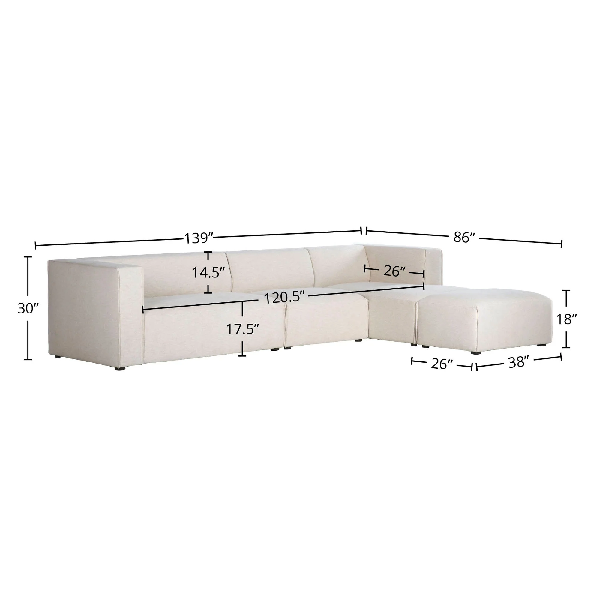 Premium Right Modular Sectional w/ Ottoman - Image 3
