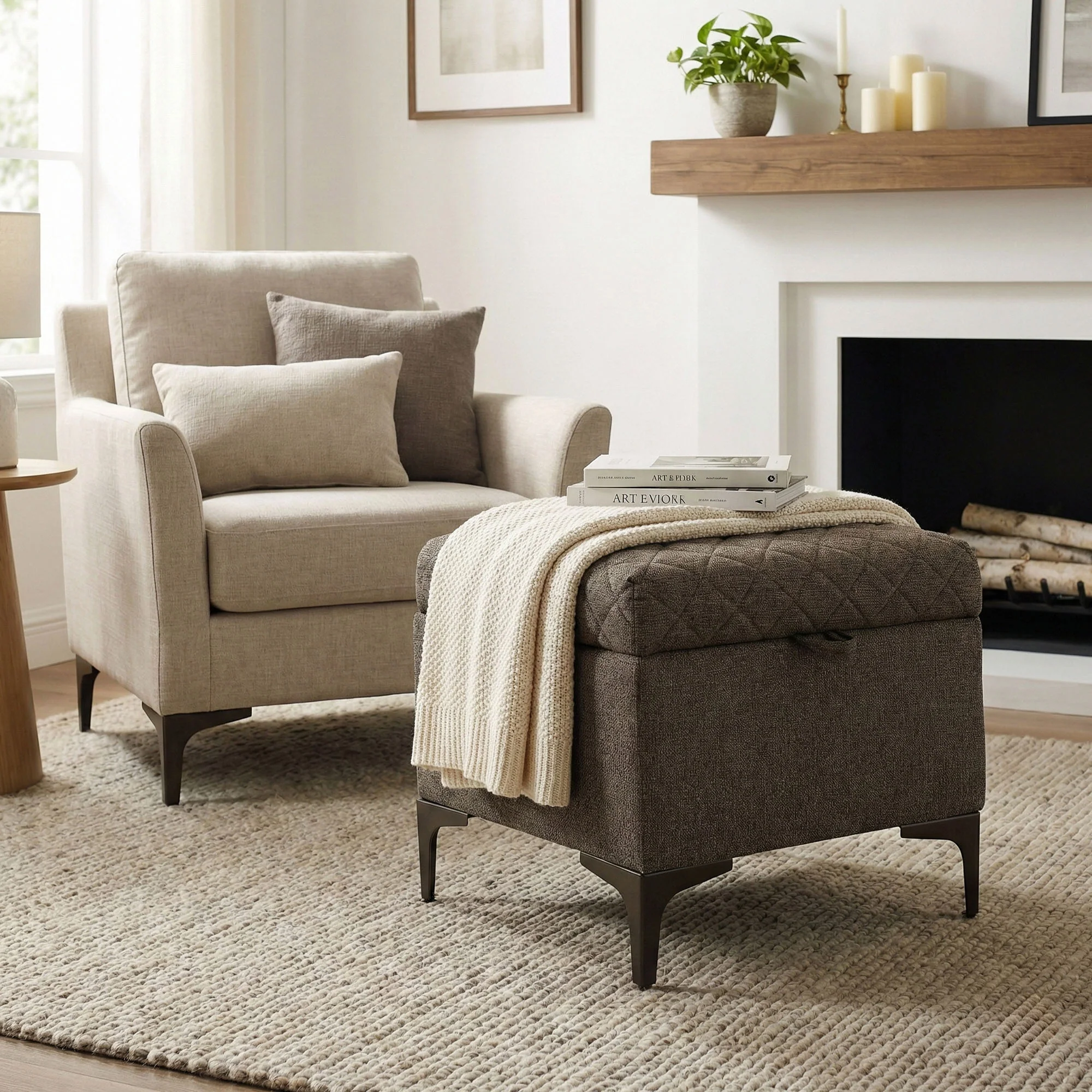 Reece Storage Ottoman - Medium Brown - Image 2
