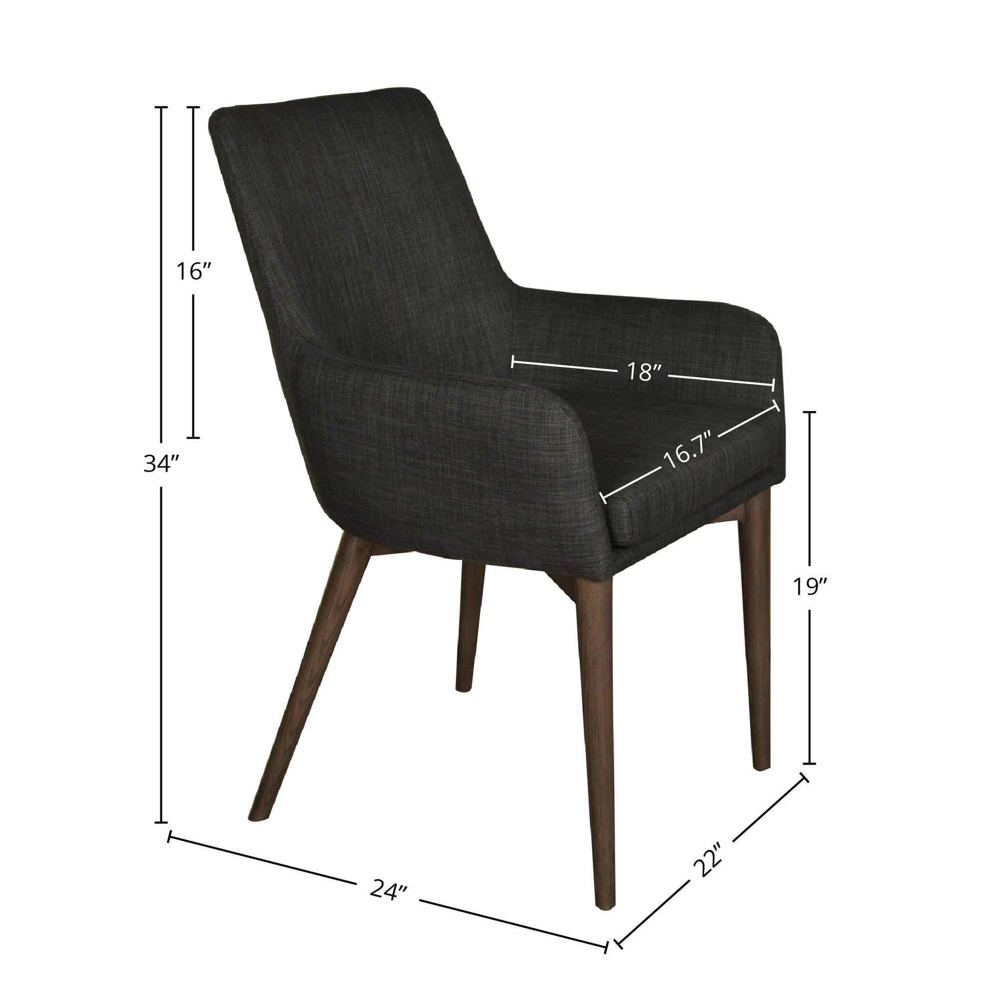 Fritz Arm Dining Chair - Dark Grey - Image 3
