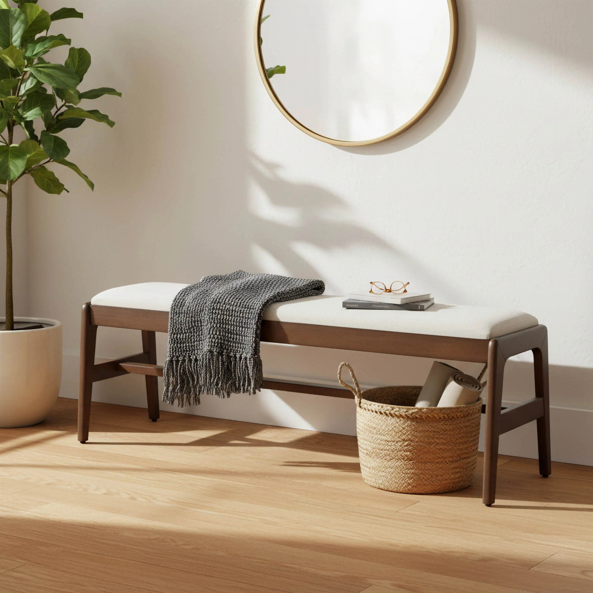 Remix Upholstered Bench - Cream - Image 2