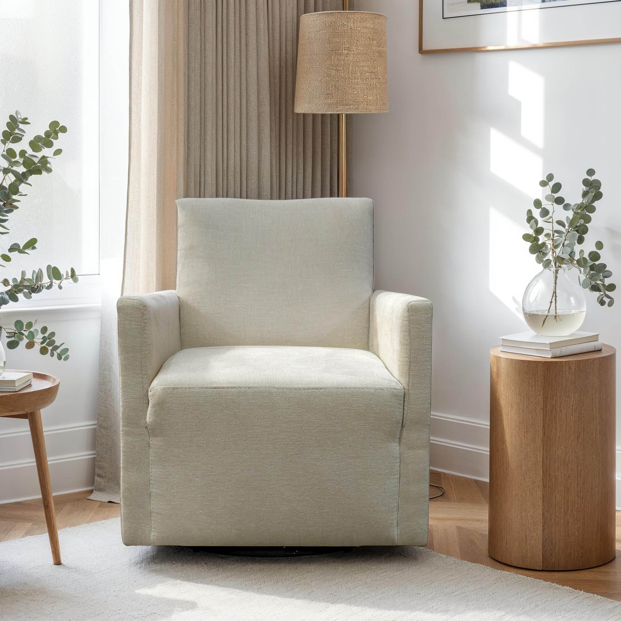 Riley Swivel Club Chair - Ivory - Image 12