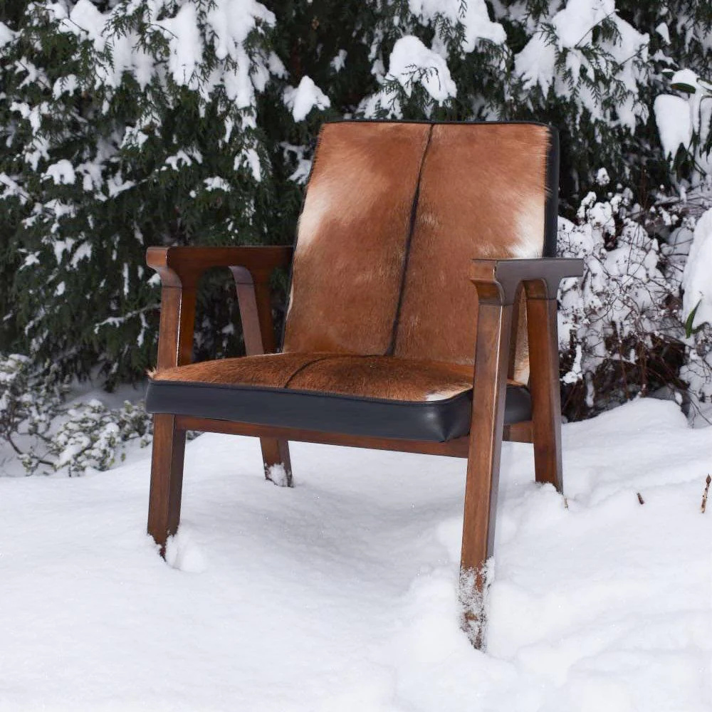 Rio Cool Armchair - Brown Mindi Oak with Leather/Goat Hair - Image 14