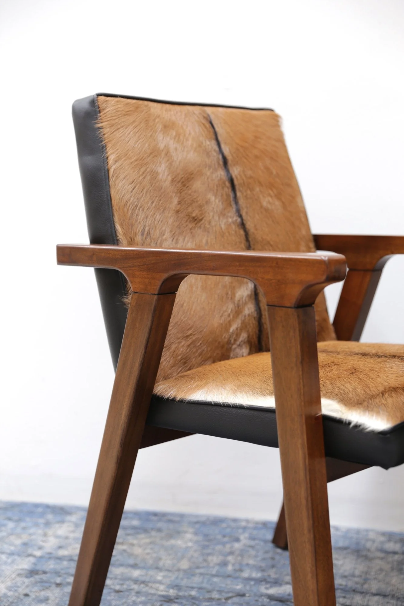 Rio Cool Armchair - Brown Mindi Oak with Leather/Goat Hair - Image 3