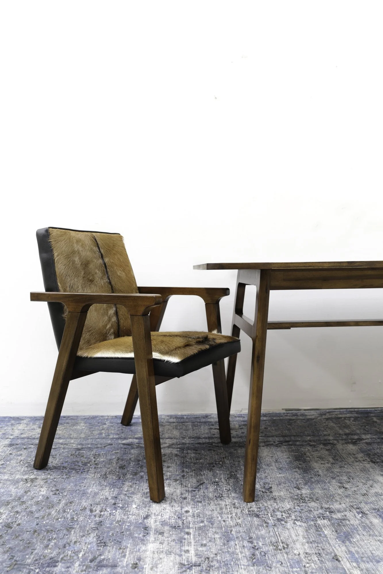Rio Cool Armchair - Brown Mindi Oak with Leather/Goat Hair - Image 6