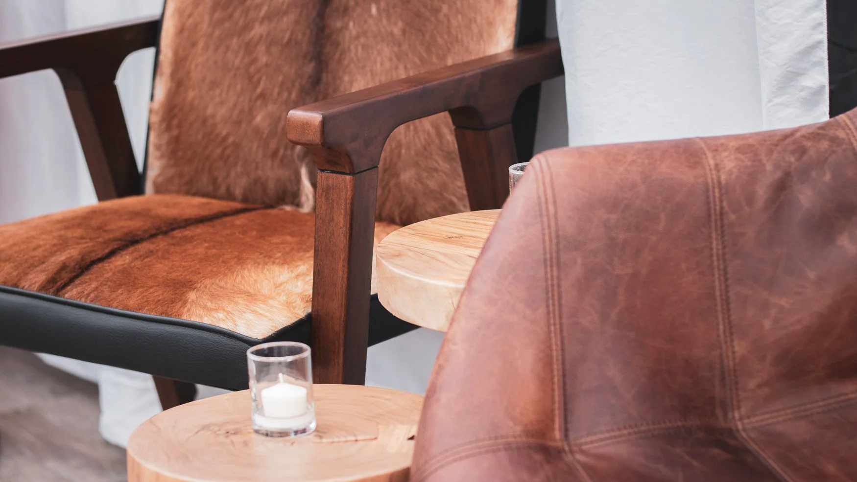Rio Cool Armchair - Brown Mindi Oak with Leather/Goat Hair - Image 7