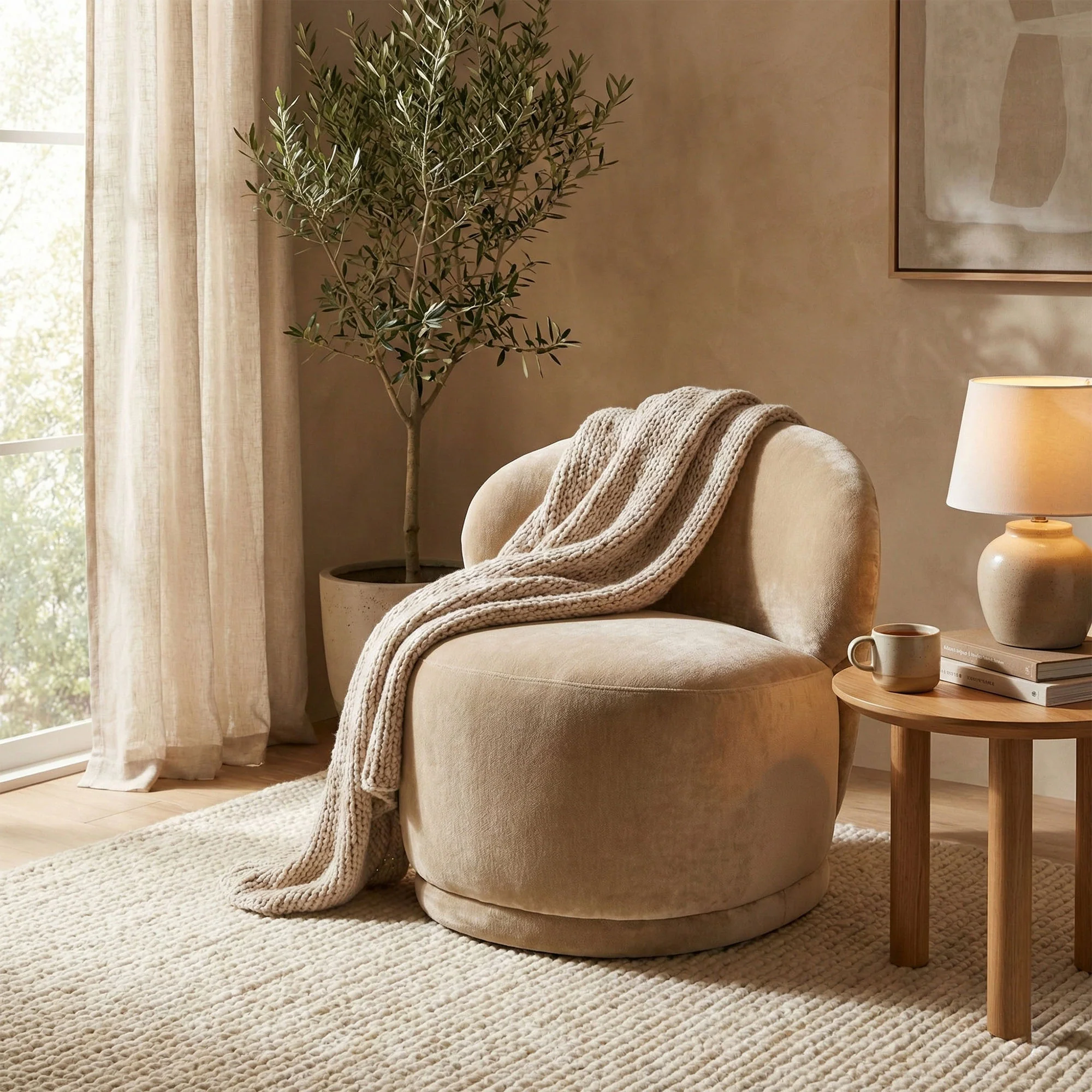 Rollo Club Chair - Distressed Velvet Natural - Image 2