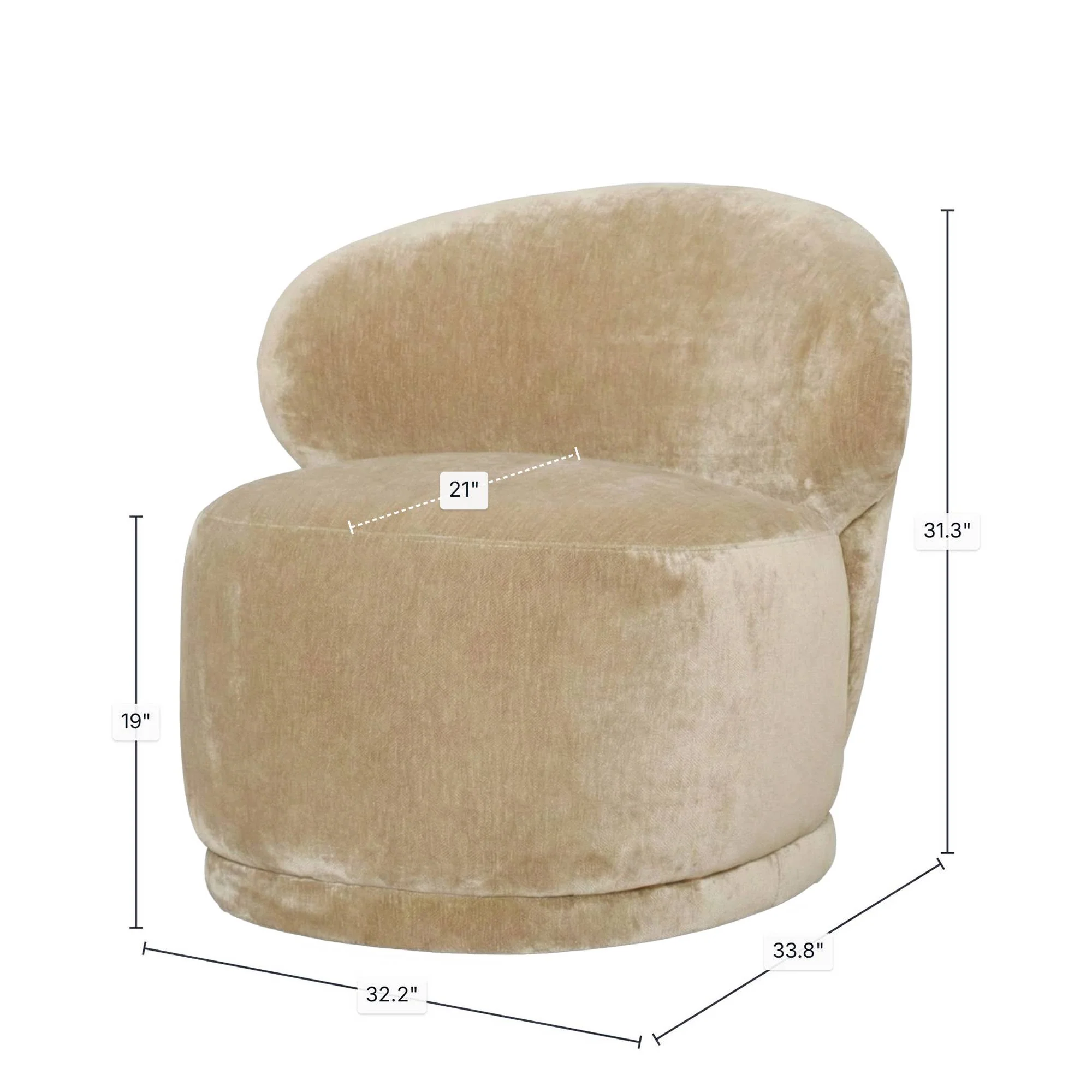 Rollo Club Chair - Distressed Velvet Natural - Image 3