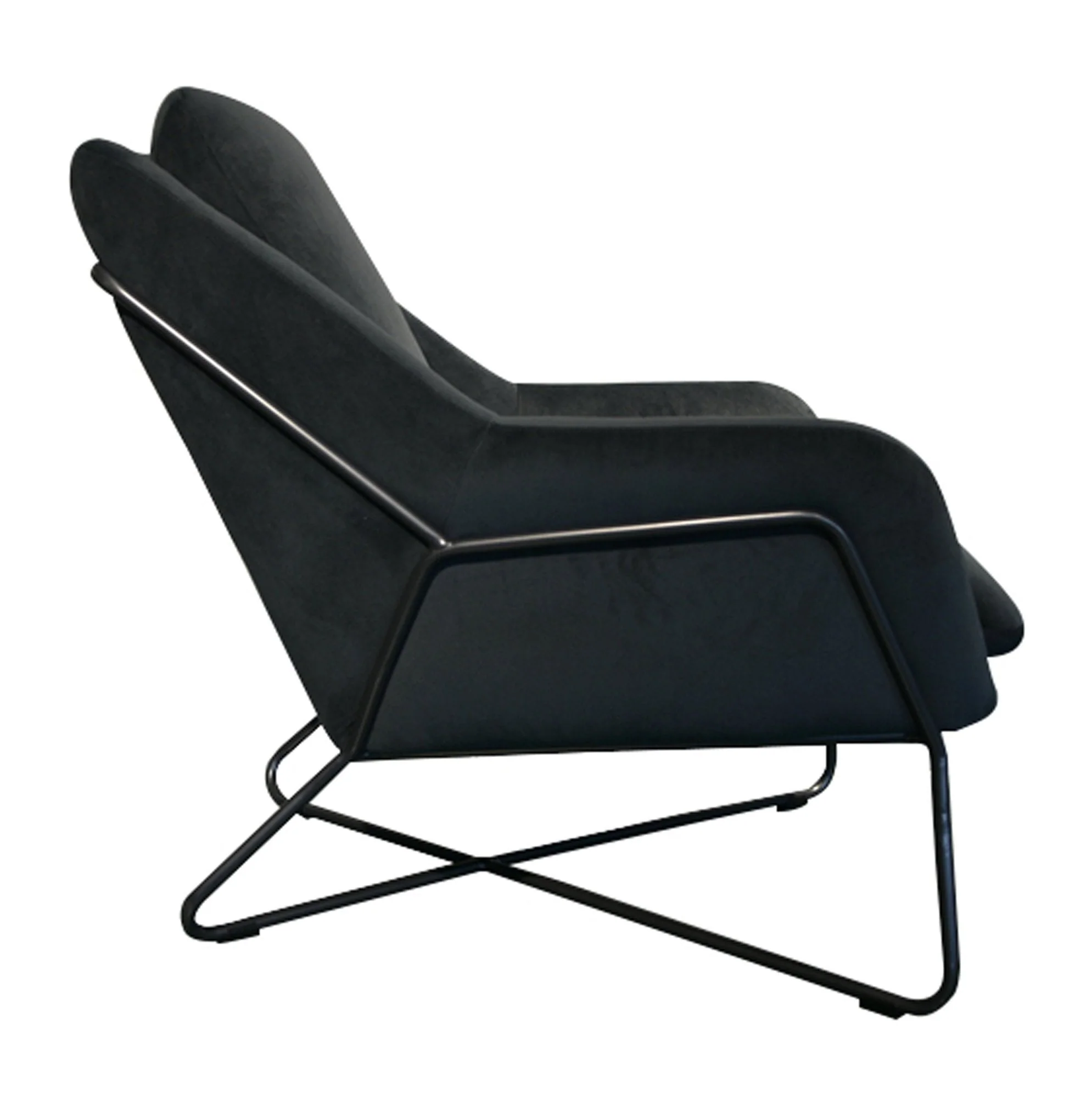 Romeo Lounge Chair - Dark Grey Velvet - Image 4