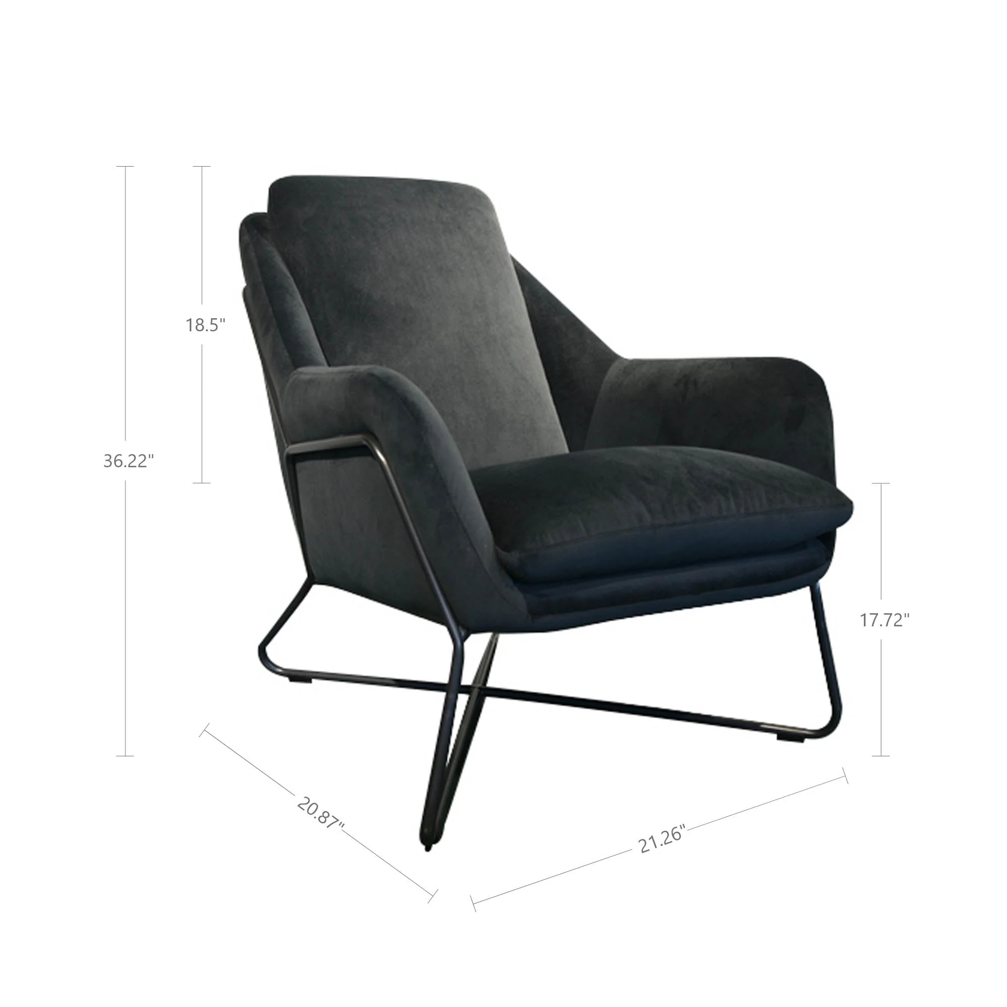 Romeo Lounge Chair - Dark Grey Velvet - Image 7