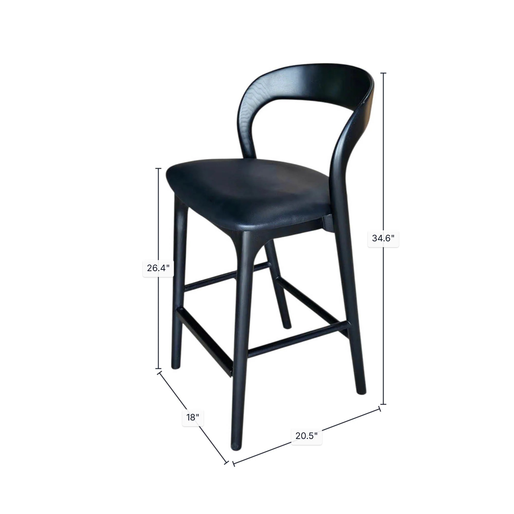 Rotondo Counter Stool - Black w/ PU Seat - Image 3