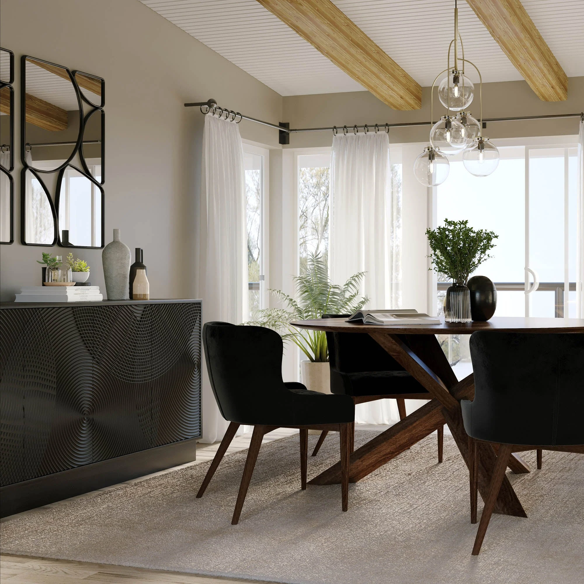 Round 3-Legged Dining Table - Image 9