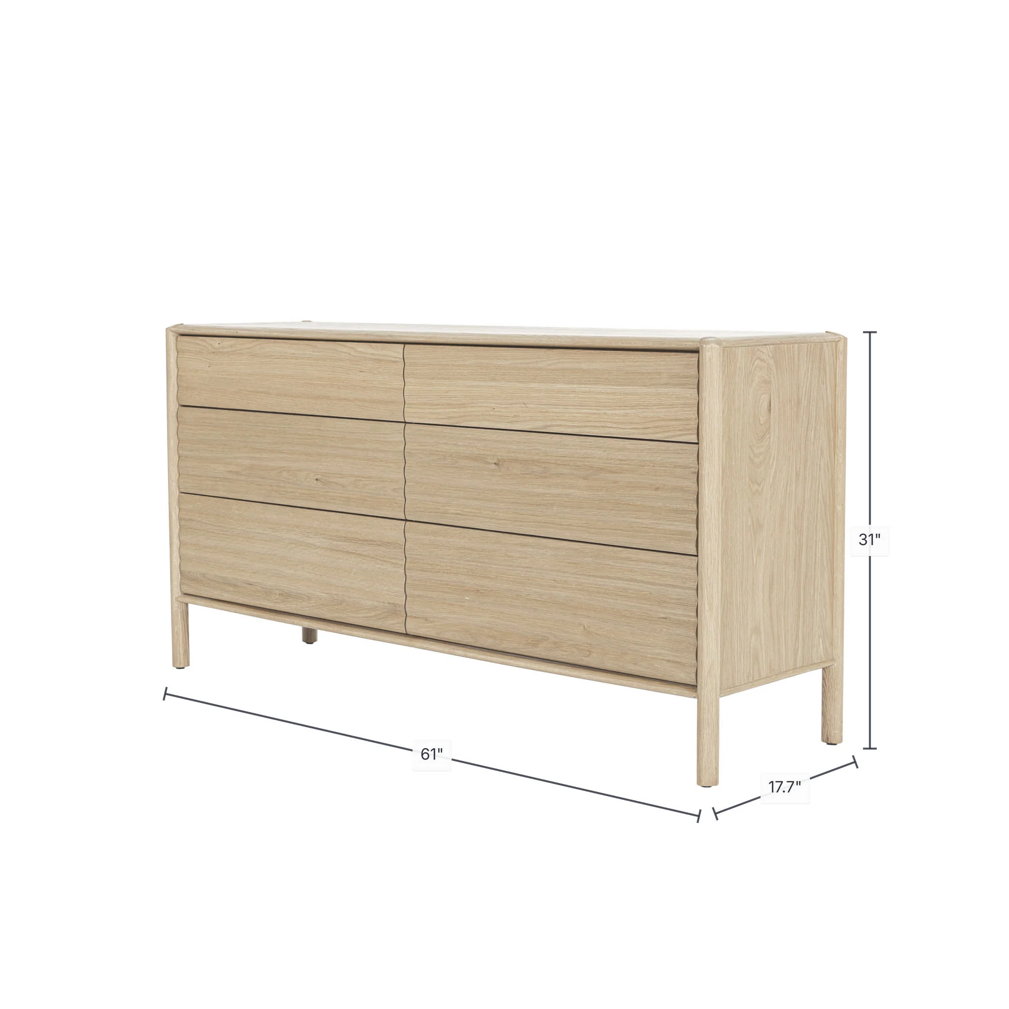 Runway 6 Drawer Dresser - Light Oak - Image 3