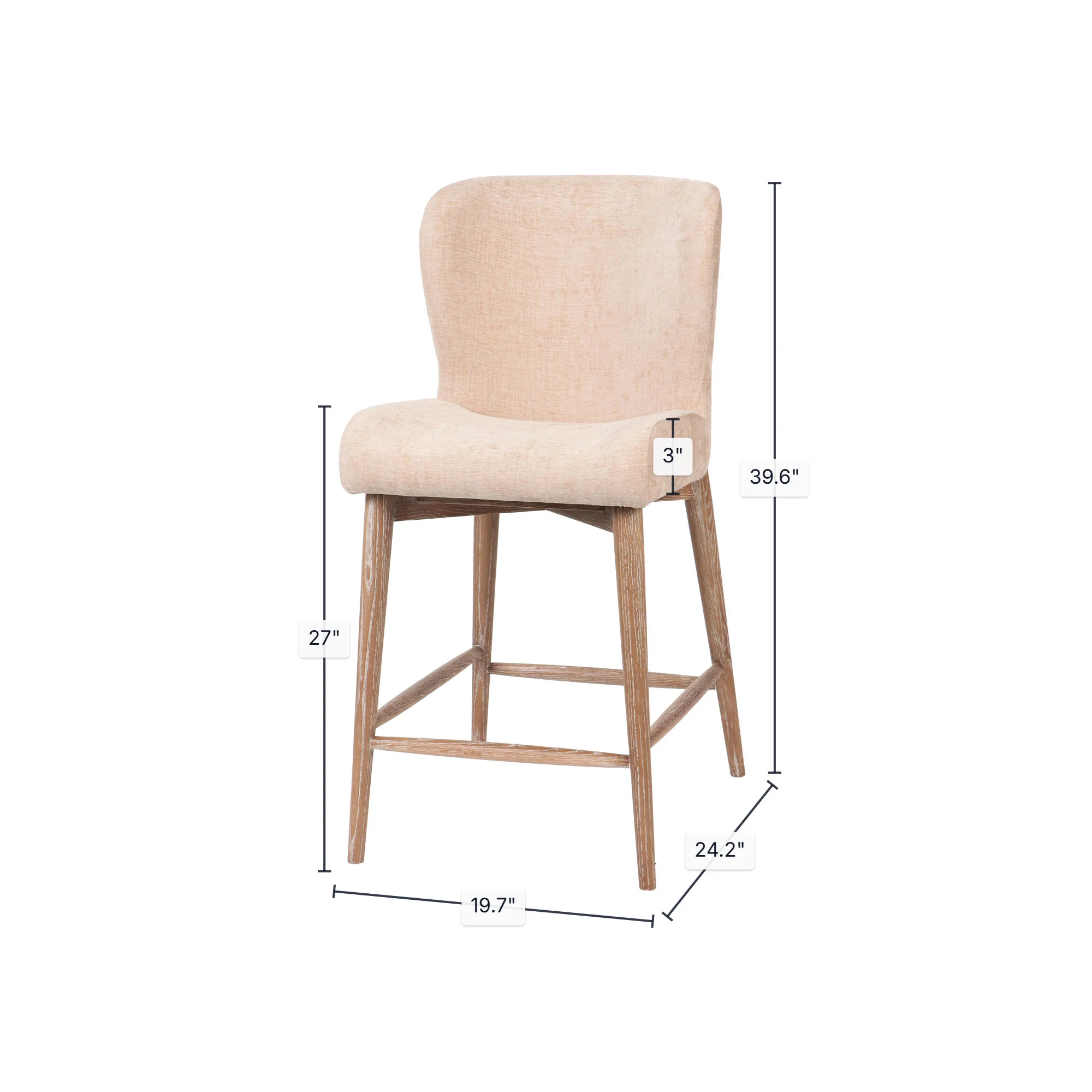 Uffizi Counter Stool - Champagne Chenille - Image 2