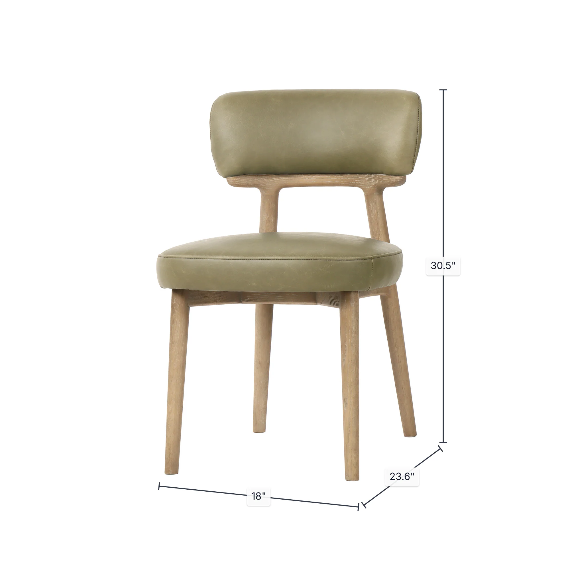 Willow Dining Chair - Sage Green Leather - Image 3