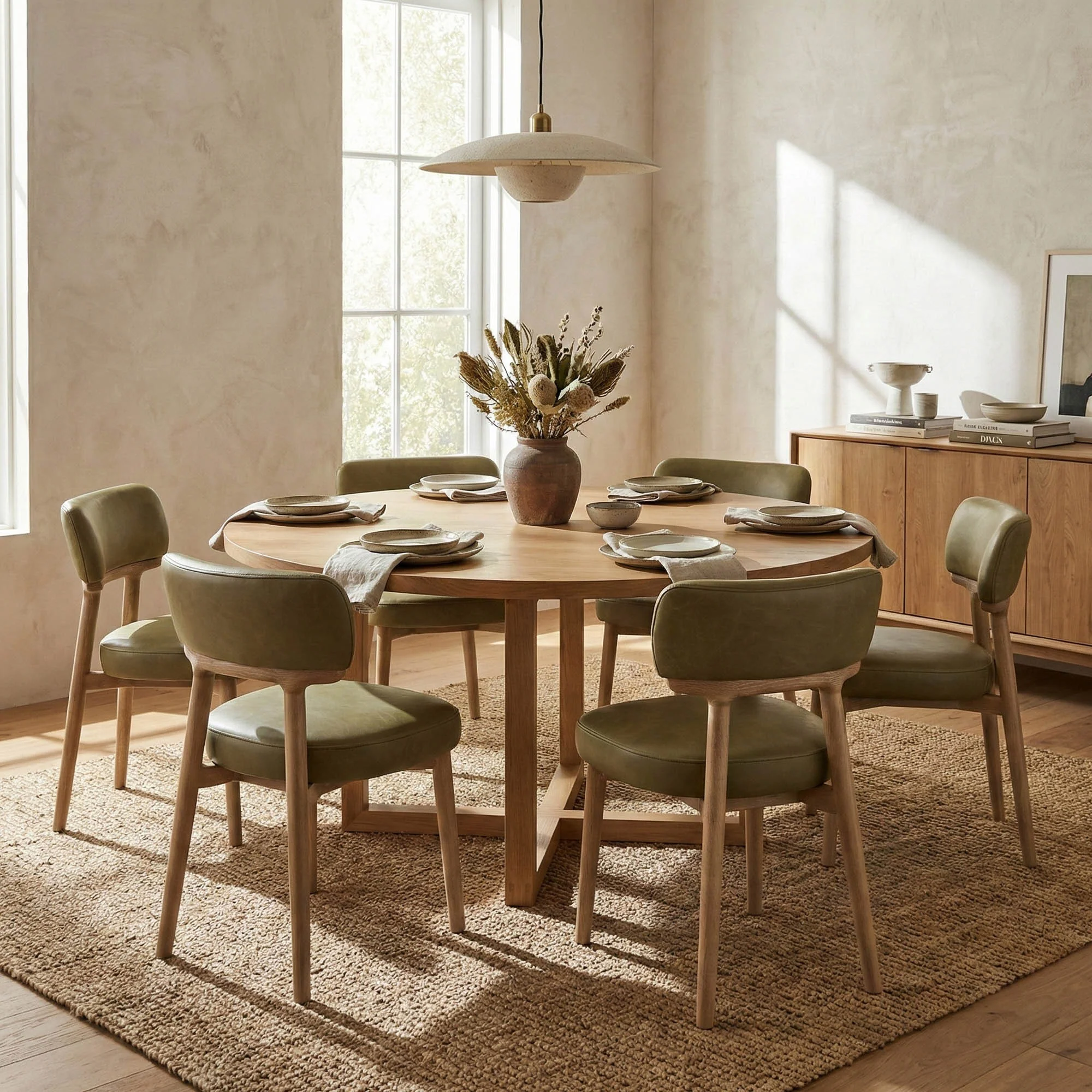 Willow Dining Chair - Sage Green Leather - Image 8